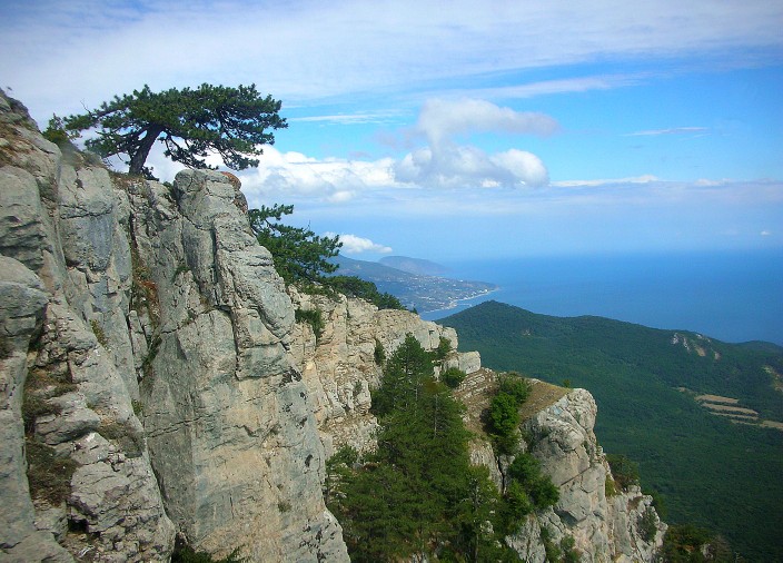 Atop Ai-Petri mountain looking east toward Yalta